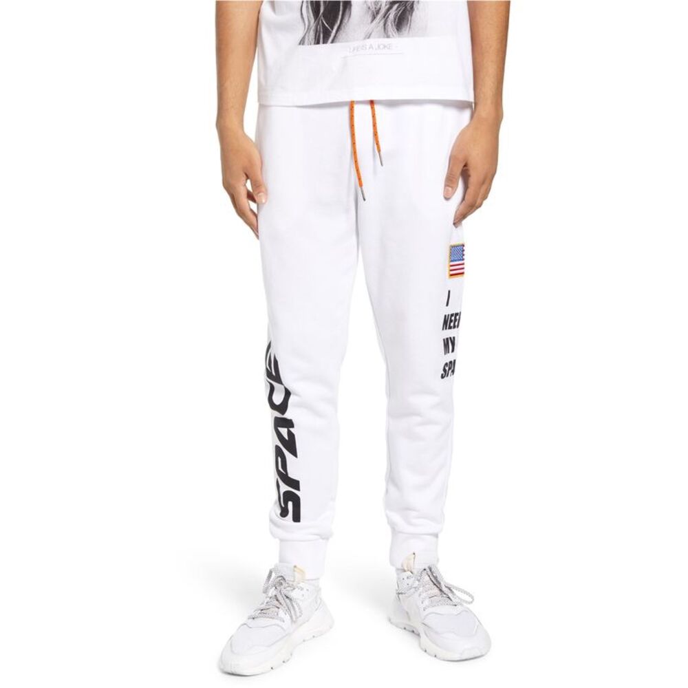 Elevenparis Mens Lasa Knit Straight Leg Jogger Athletic Pants, White, M, DM